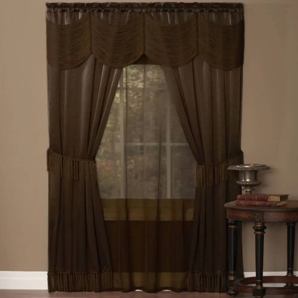 Woven Trends Halley 6 Piece Window Curtain Set, Victorian Style Curtains 84